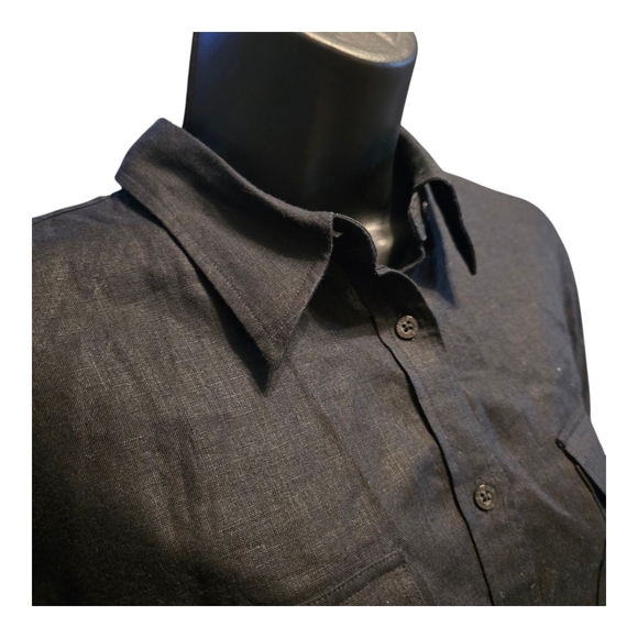Womens Ralph Lauren 100% Linen Black Button-Up Shirt - Picture 3 of 4